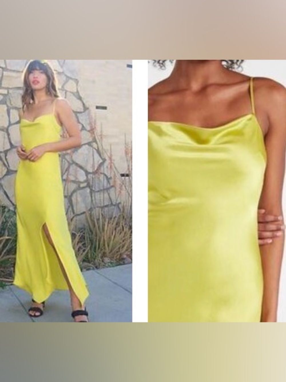 Express Neon Yellow Slip Maxi Dress